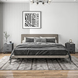 HOMCOM Bedside Tables Set of 2, Modern Bedside Table Nightstand with 2 Drawers, Bedside Cabinet Sofa Side Table with Storage, Steel Legs for Bedroom, Living Room, Grey