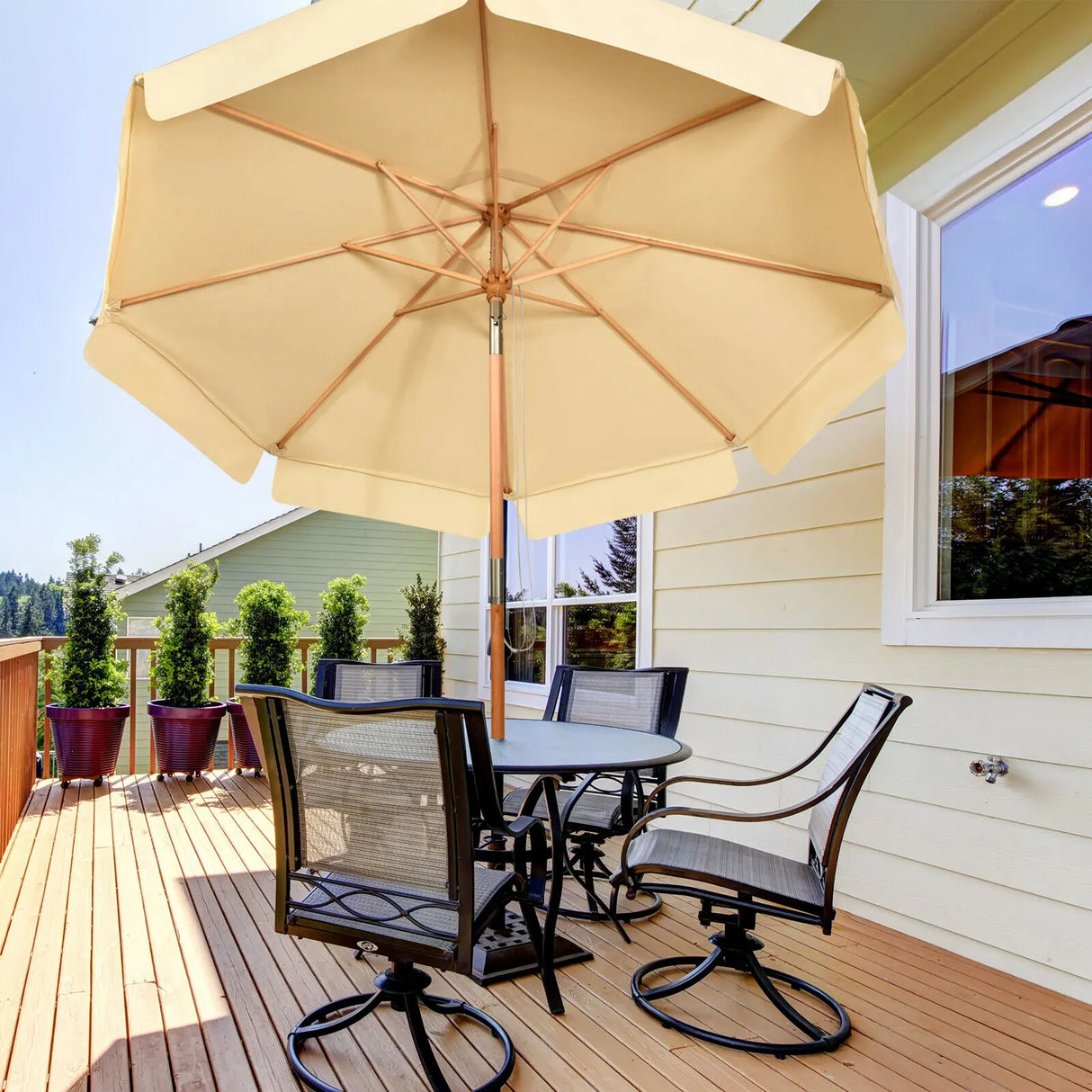 3m Garden Parasol Umbrella Garden Outdoor Sun Shade-Beige
