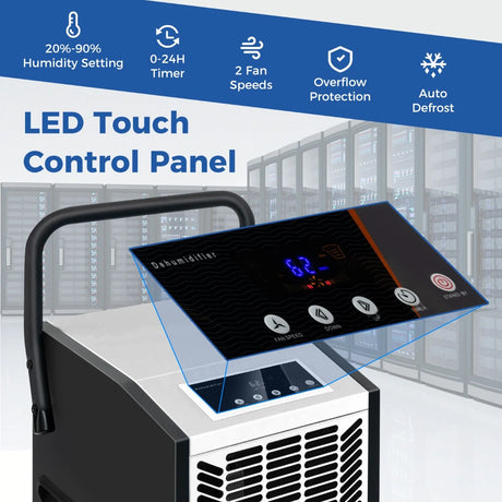 66 L/Day Commercial Dehumidifier with Pump and Drain Hose for Basement Warehouse Job Site-White