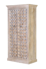 Giner and Colomer - 2-Door Mango Wood Cabinet With Iron Door Details & Shelves
