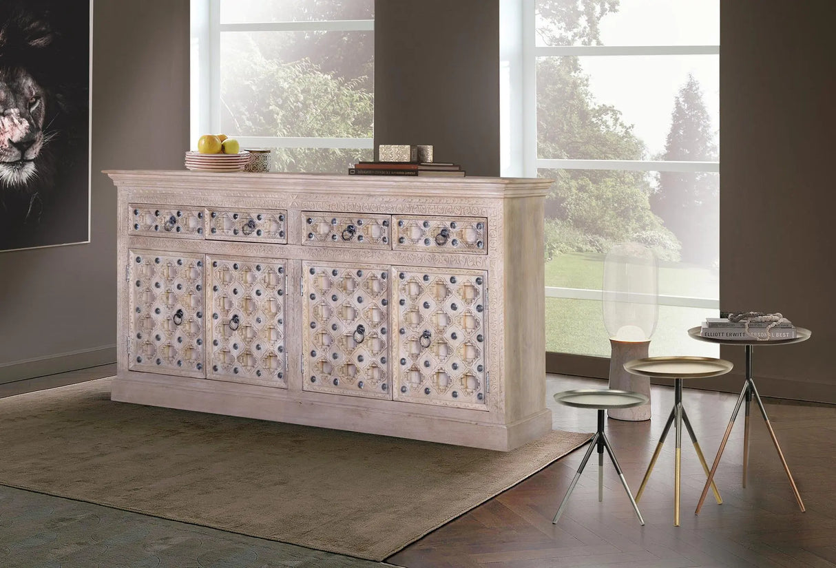 Giner and Colomer - Mango Wood Sideboard (4 Doors, 4 Drawers, Iron Details)