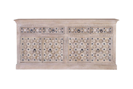 Giner and Colomer - Mango Wood Sideboard (4 Doors, 4 Drawers, Iron Details)