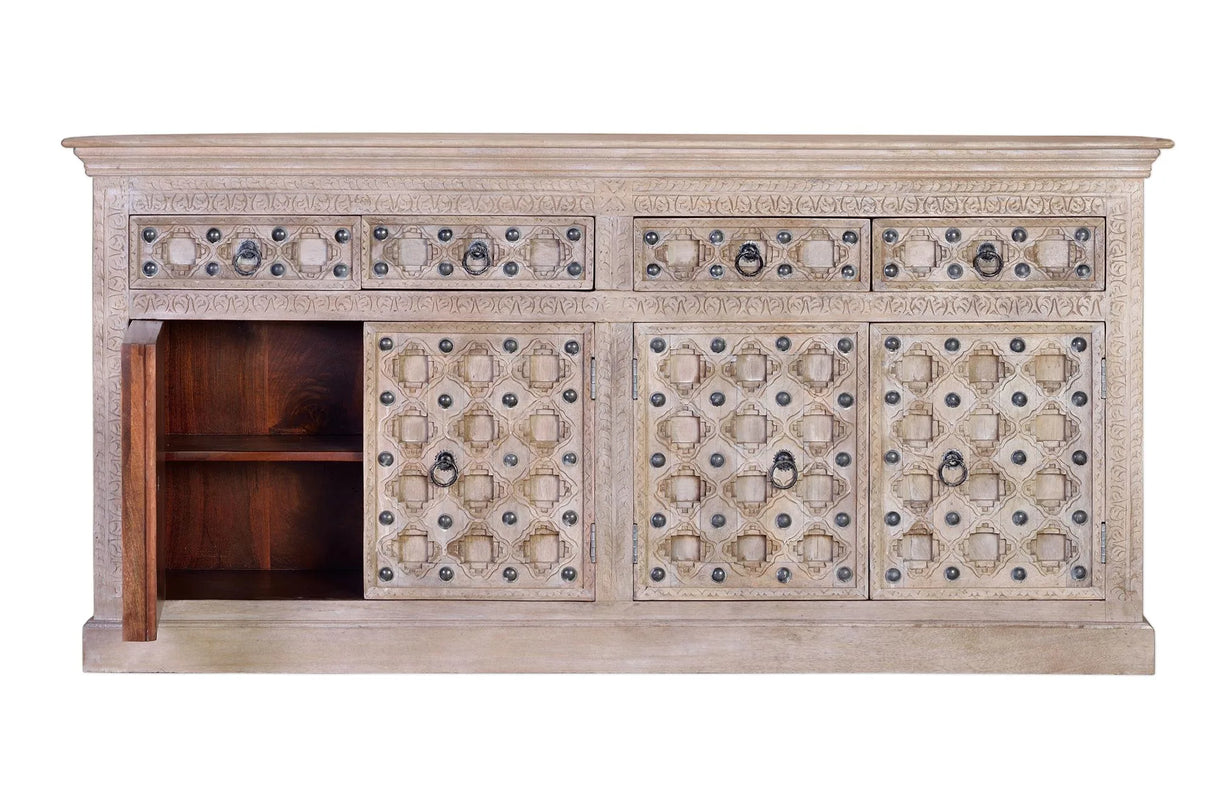 Giner and Colomer - Mango Wood Sideboard (4 Doors, 4 Drawers, Iron Details)