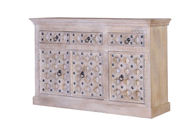 Giner and Colomer - Mango Wood Sideboard (3 Doors, 3 Drawers, Iron Details)