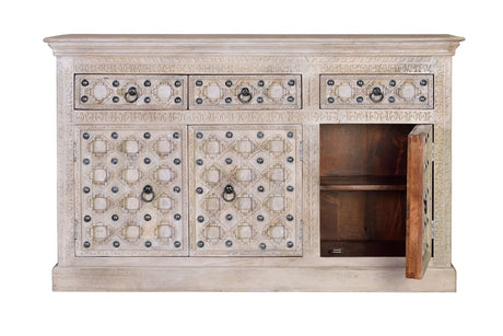 Giner and Colomer - Mango Wood Sideboard (3 Doors, 3 Drawers, Iron Details)