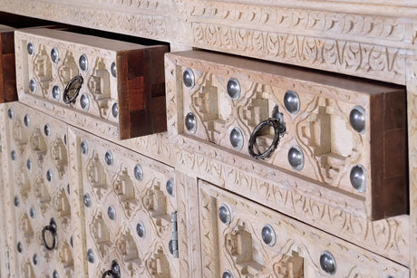 Giner and Colomer - Mango Wood Sideboard (3 Doors, 3 Drawers, Iron Details)