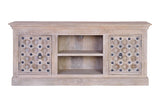 Giner and Colomer - 2-Door Mango Wood TV Console With Iron Door Details