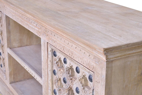 Giner and Colomer - 2-Door Mango Wood TV Console With Iron Door Details