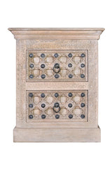 Giner and Colomer - 2-Drawer Mango Wood Nightstand With Iron Detailing