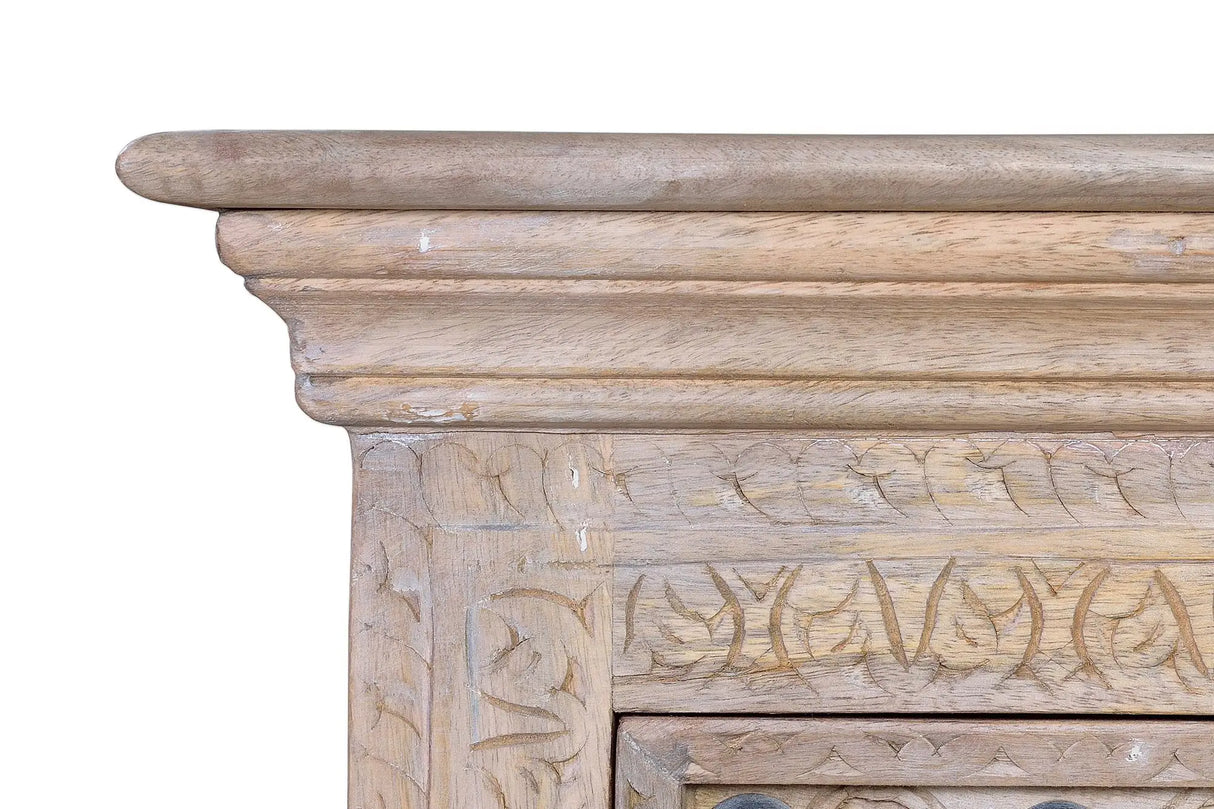 Giner and Colomer - 2-Drawer Mango Wood Nightstand With Iron Detailing