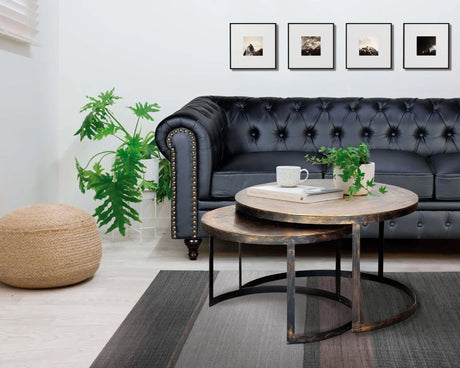 Giner and Colomer - Set Of 2 Bronze-Topped Nesting Tables With Lacquered Iron Base