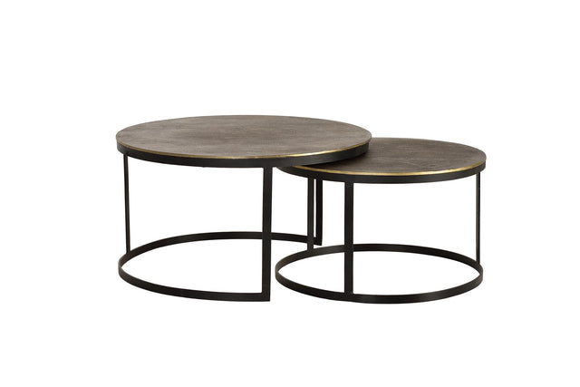 Giner and Colomer - Set Of 2 Bronze-Topped Nesting Tables With Lacquered Iron Base