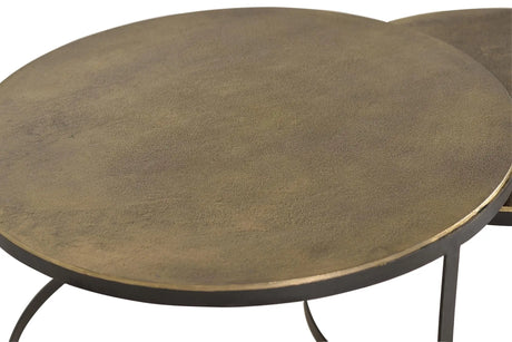 Giner and Colomer - Set Of 2 Bronze-Topped Nesting Tables With Lacquered Iron Base