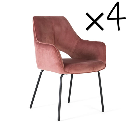 Giner and Colomer  Set Of 2 Velvet Upholstered Chairs With Metal Legs