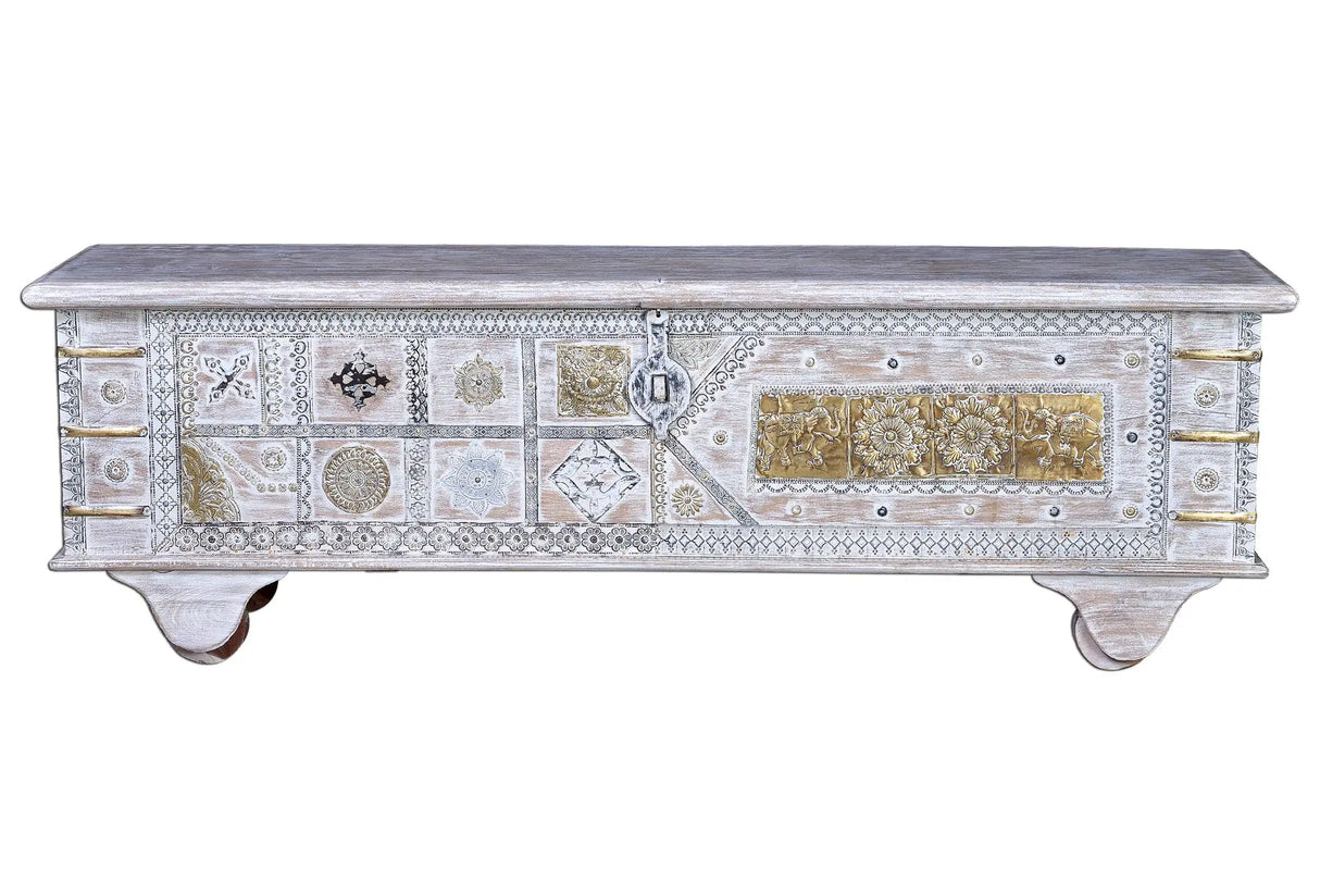 Giner and Colomer - Mango Wood Chest With Bronze Details & Top Opening
