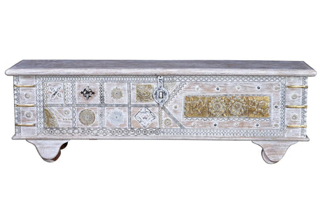 Giner and Colomer - Mango Wood Chest With Bronze Details & Top Opening