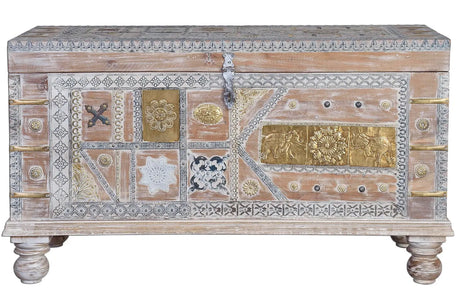 Giner and Colomer - Mango Wood Chest With Bronze Details & Top Opening