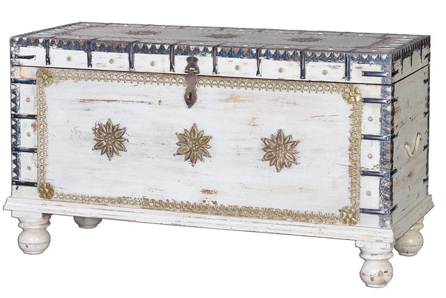 Giner and Colomer - Mango Wood Chest With Bronze Details & Top Opening