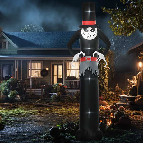 Outsunny Giant 10ft Halloween Inflatables Tall Ghost with Hat, Build-in LEDs Blow Up Scary Outdoor Decorations, for Party Yard Garden Lawn Decoration