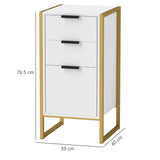 HOMCOM Bedroom Chest of Drawers, Industrial 3-Drawer Dresser, Storage Drawers Unit with Metal Frame for Living Room, White