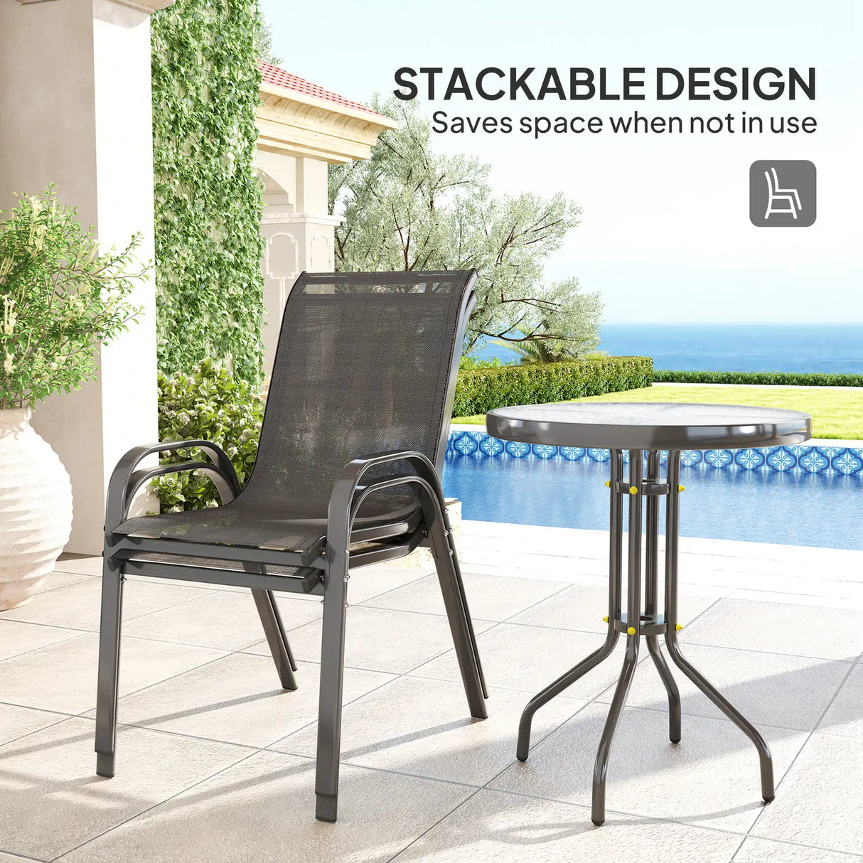 Outsunny Three-Piece Outdoor Garden Set - Black