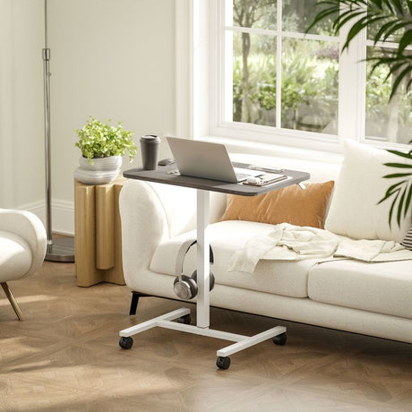 HOMCOM 75-115cm Manual Adjustable Sit-To-Stand Desk - White/Grey