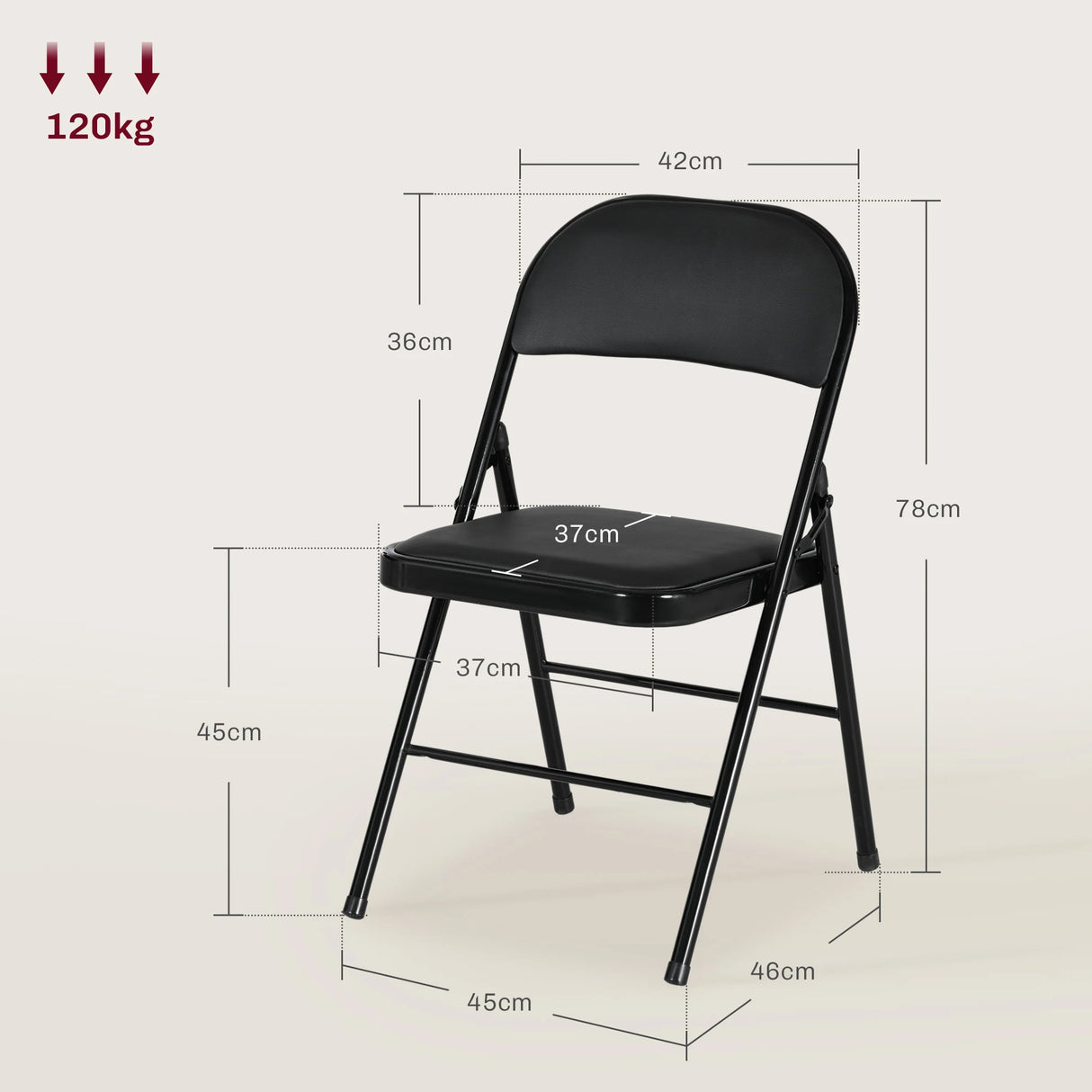 HOMCOM Set of Two Cushioned Folding Chairs - Black