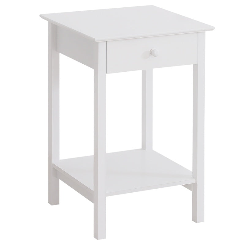 HOMCOM White Bedside Table, Wooden Side Table, Nightstand, Bedside Cabinet with Drawer and Storage Shelf for Bedroom and Living Room