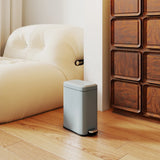 HOMCOM 5L Rectangular Compact Bin Steel Body Removable Bucket Quiet-Close Lid w/ Pedal Lid Rubbish Trash Can Home Office Bedroom Bathroom Living Room Garbage Tidy Clean Grey