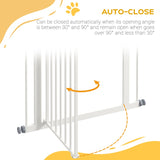 PawHut Pressure Fit Dog Stair Gate No Drilling Safety Gate Auto Close for Doorways, Hallways, 74-80cm Adjustable, 94cm Tall, White