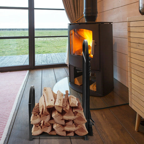 Firewood Log Rack with 4 Tools Set
