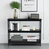 Industrial 3-Tier Console Table with Storage Shelf-Black