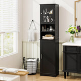 67 Inch Tall Bathroom Cabinet Freestanding Storage Cabinet with 5 Adjustable Shelves-Black