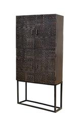 Giner and Colomer - Solid Mango Wood Display Cabinet With Hand-Carved Hieroglyphic Doors