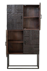 Giner and Colomer - Solid Mango Wood Display Cabinet With Hand-Carved Hieroglyphic Doors