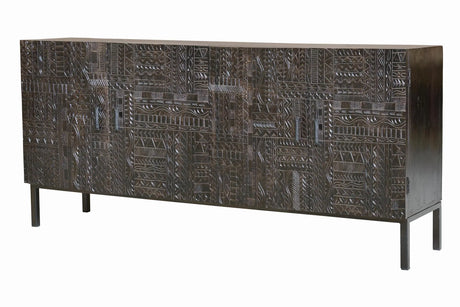 Giner and Colomer - Hand-Carved Hieroglyphic Mango Wood Sideboard (180 cm)