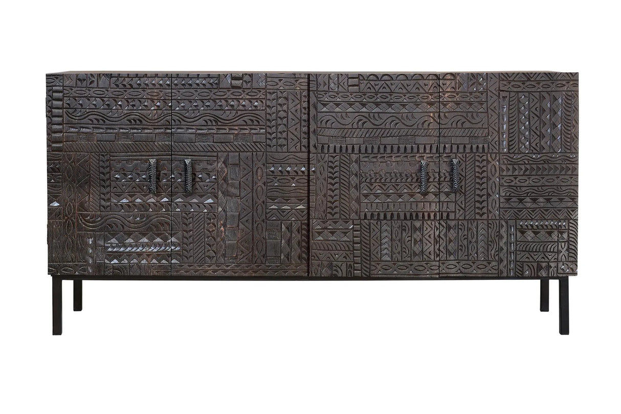 Giner and Colomer - Hand-Carved Hieroglyphic Mango Wood Sideboard (180 cm)