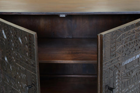 Giner and Colomer - Hand-Carved Hieroglyphic Mango Wood Sideboard (180 cm)