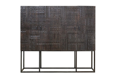 Giner and Colomer - 4-Door Display Cabinet In Mango Wood With Hieroglyphic Detail