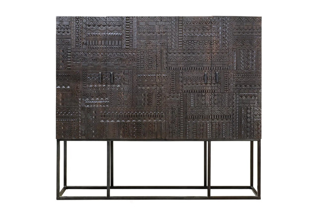 Giner and Colomer - 4-Door Display Cabinet In Mango Wood With Hieroglyphic Detail