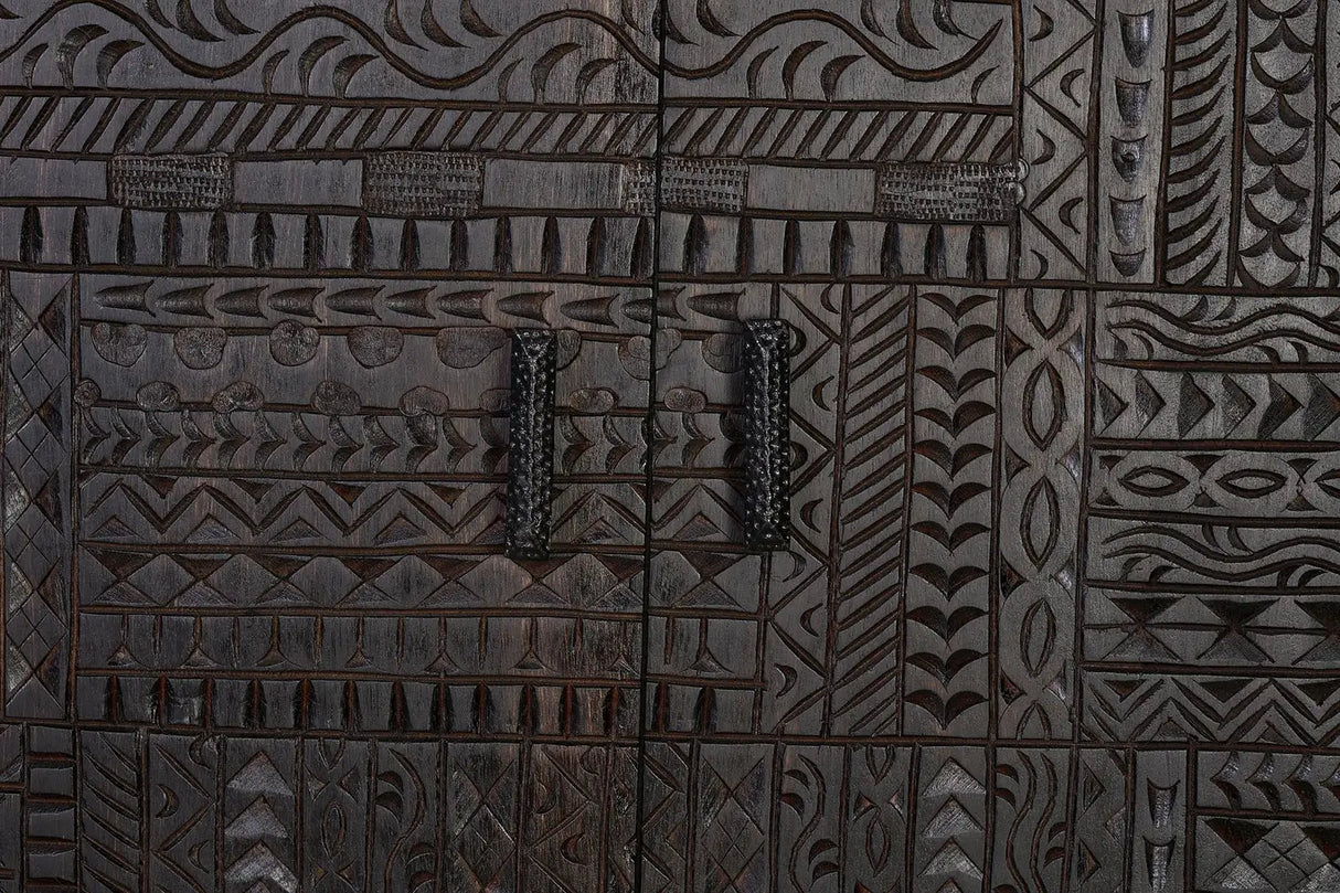 Giner and Colomer - 4-Door Display Cabinet In Mango Wood With Hieroglyphic Detail