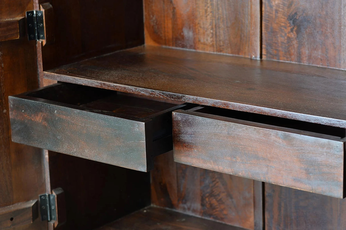 Giner and Colomer - 4-Door Display Cabinet In Mango Wood With Hieroglyphic Detail