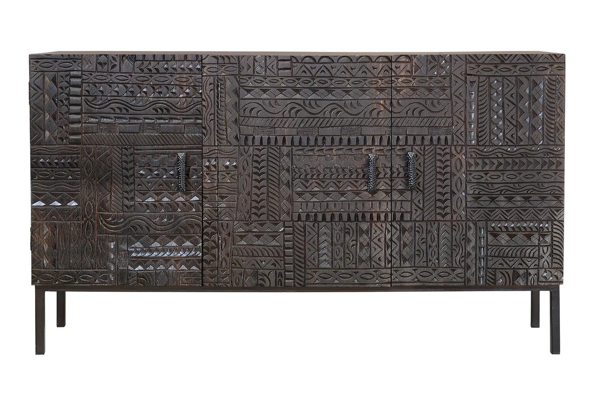 Giner and Colomer - Hand-Carved Hieroglyphic Mango Wood Sideboard (150 cm)