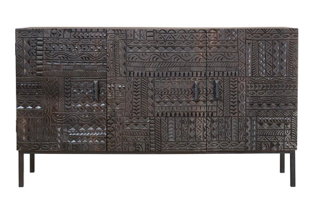 Giner and Colomer - Hand-Carved Hieroglyphic Mango Wood Sideboard (150 cm)