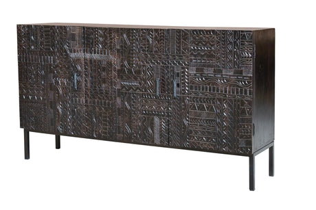 Giner and Colomer - Hand-Carved Hieroglyphic Mango Wood Sideboard (150 cm)