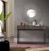 Giner and Colomer - Hand-Carved Hieroglyphic Mango Wood Console (2 Drawers)