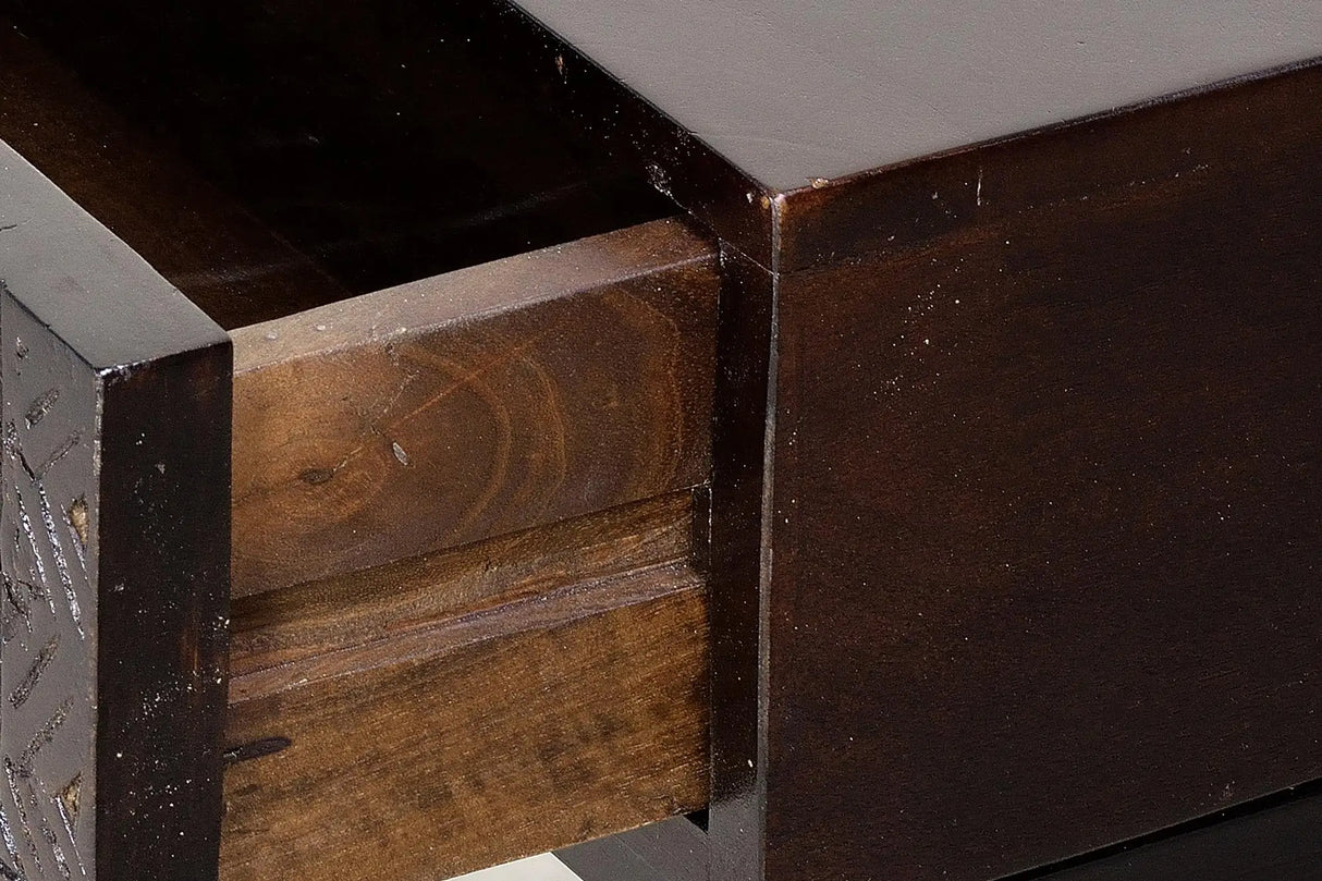 Giner and Colomer - Hand-Carved Hieroglyphic Mango Wood Console (2 Drawers)