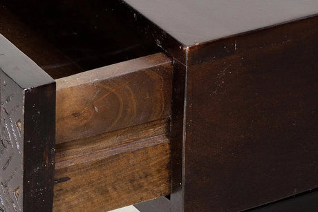Giner and Colomer - Hand-Carved Hieroglyphic Mango Wood Console (2 Drawers)