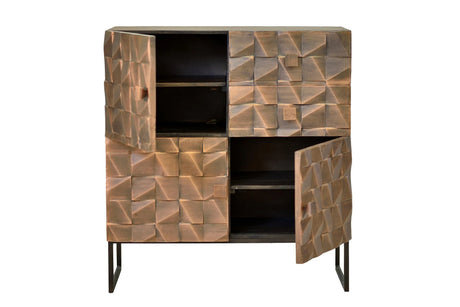 Giner and Colomer - Mango Wood Sideboard (2 Drawers, 3 Doors) Bronze Details