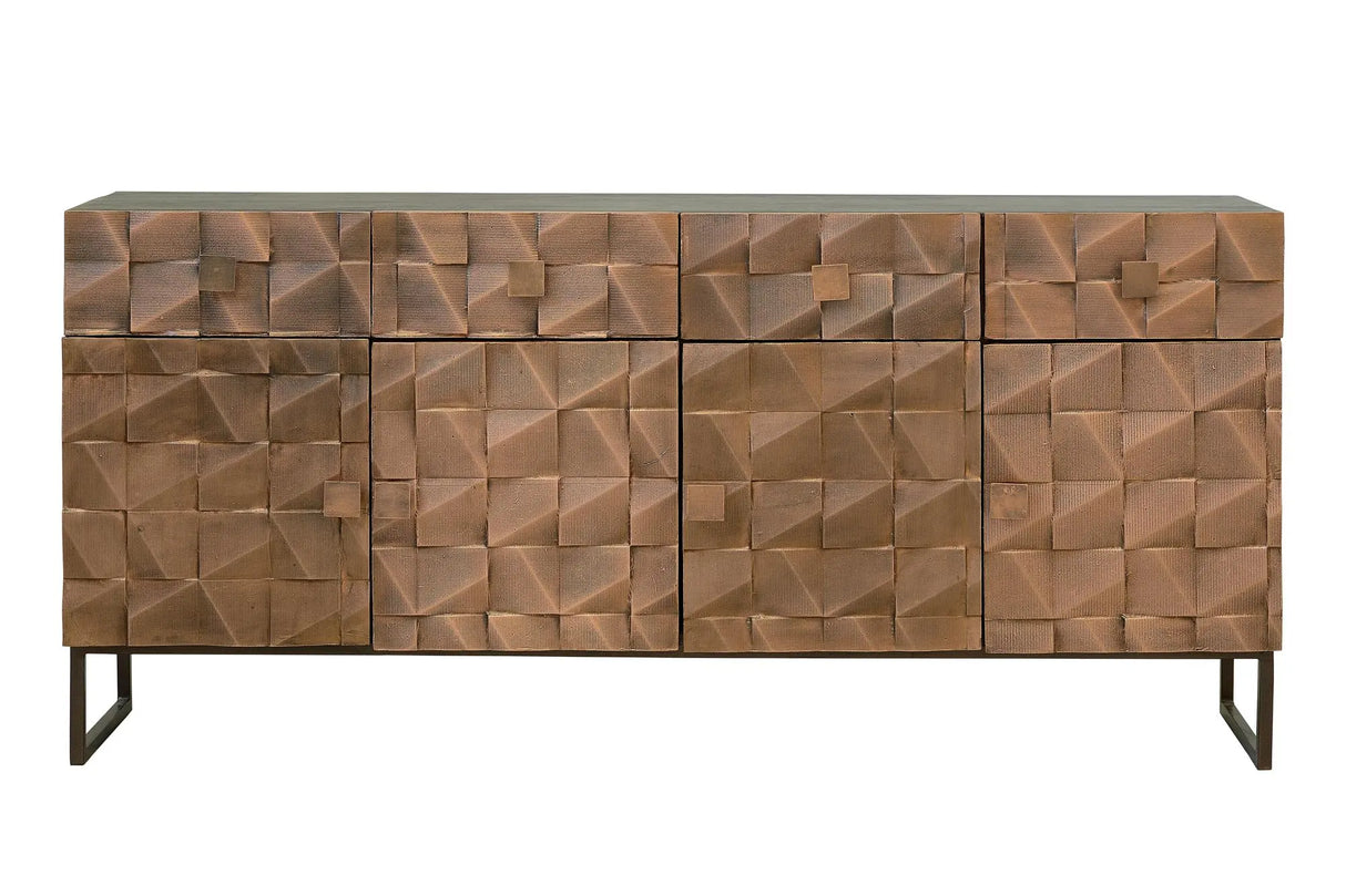Giner and Colomer - Mango Wood Sideboard (4 Doors, 4 Drawers) With Bronze & Iron Base